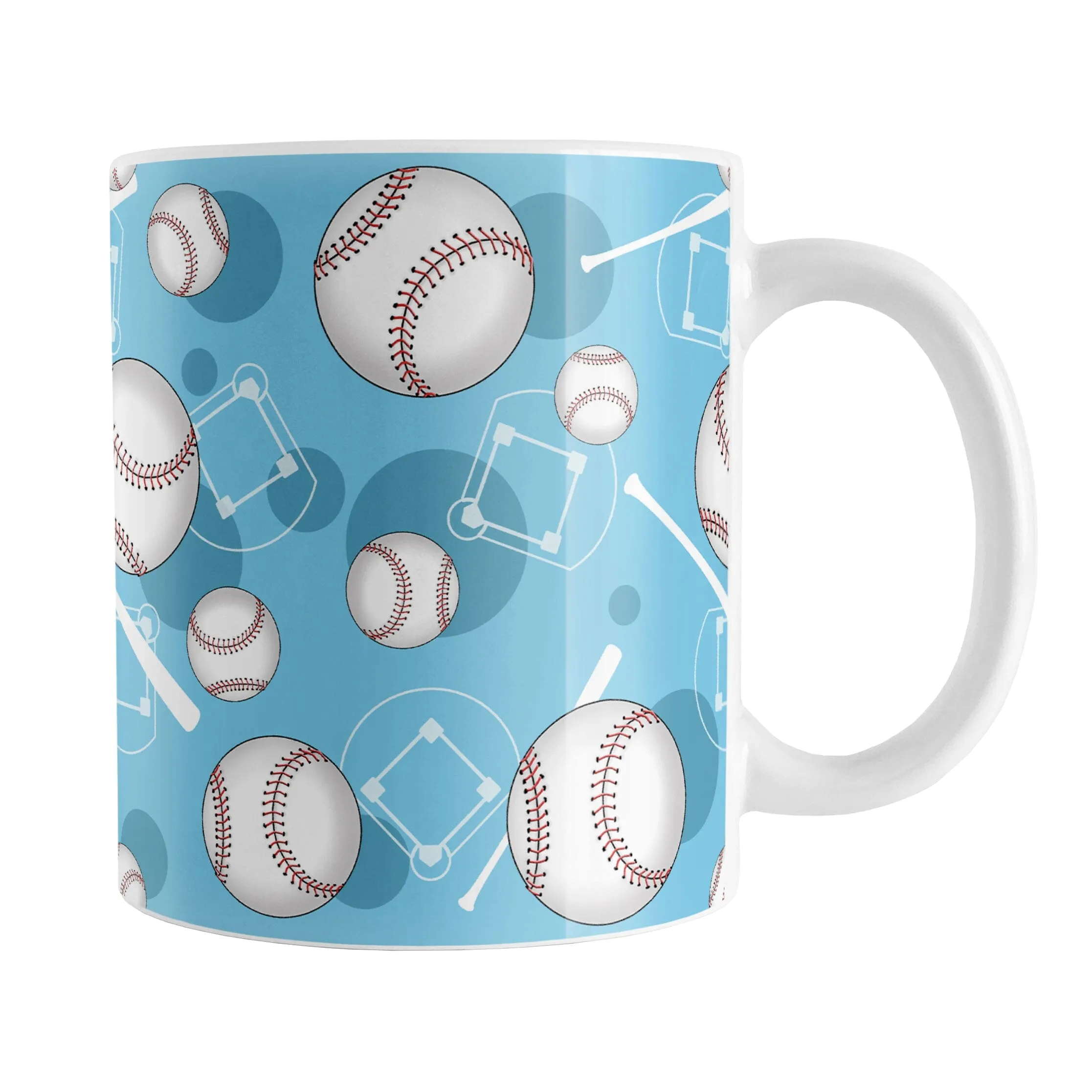 Light Blue Baseball Pattern Mug