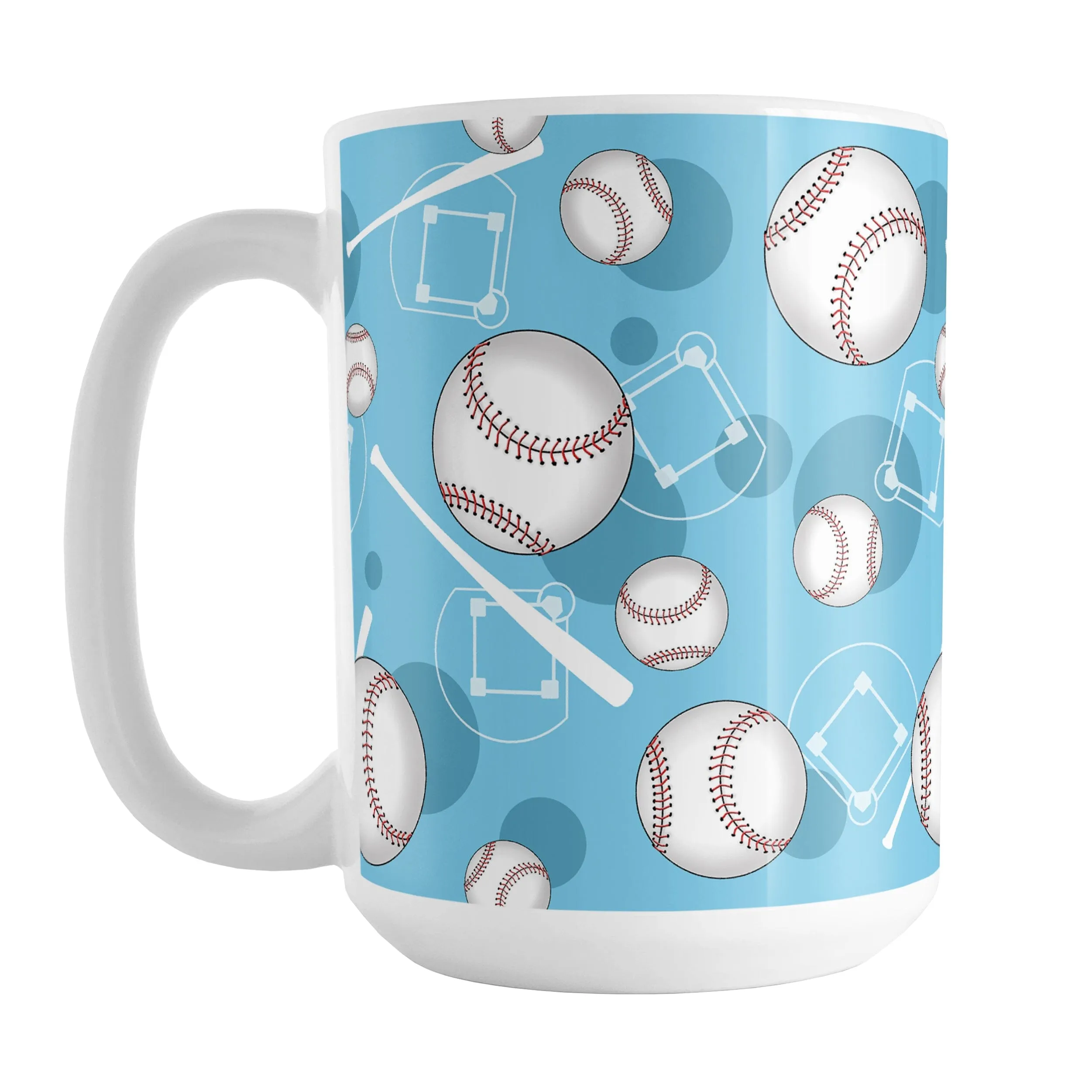 Light Blue Baseball Pattern Mug