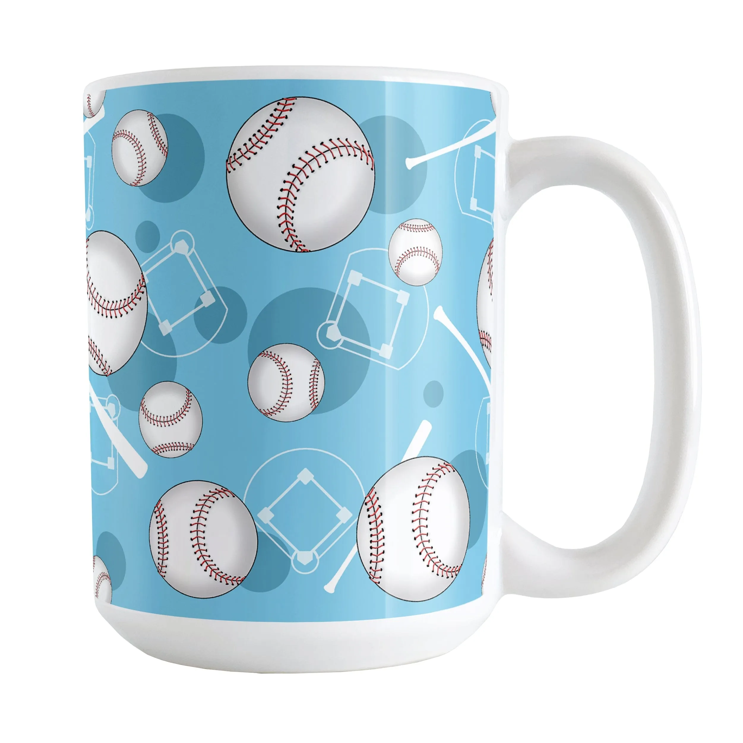 Light Blue Baseball Pattern Mug