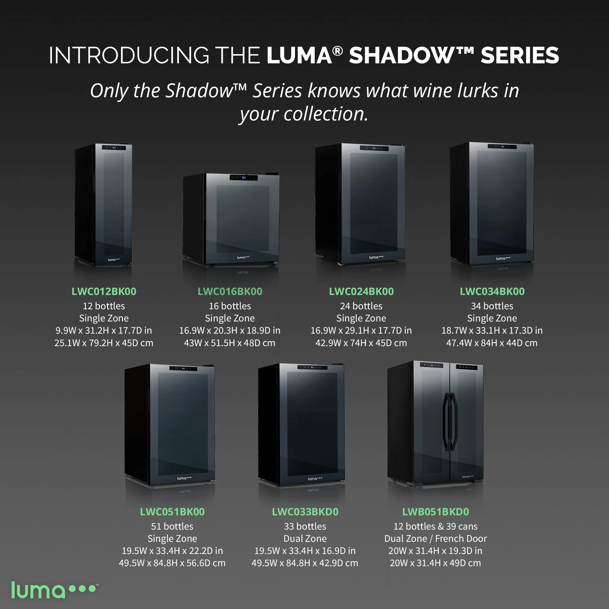 Luma® 12-Bottle 9.9" Black Freestanding Wine Fridge