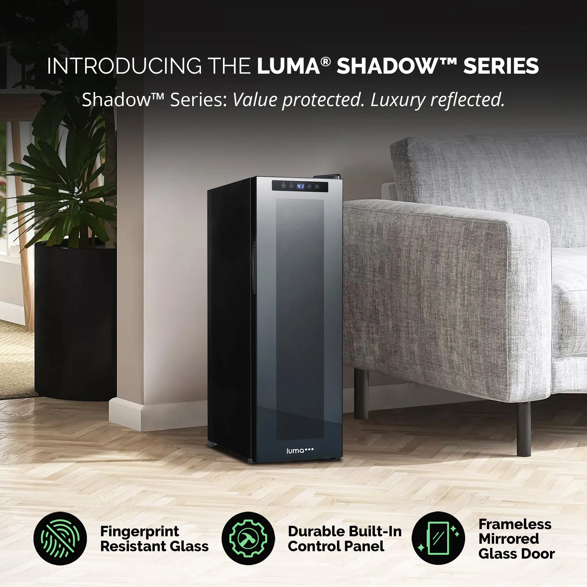 Luma® 12-Bottle 9.9" Black Freestanding Wine Fridge