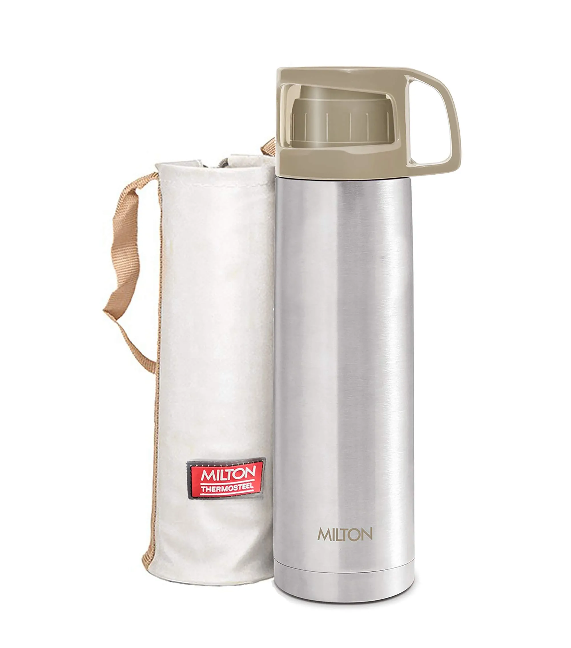 Milton Glassy Flask 1000ml Vacuum Flasks - Purple & Glassy Flask 500ml Vacuum Flasks - Beige Combo