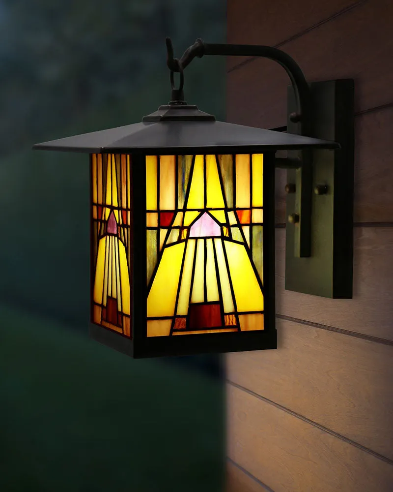 Mission Craftsman Stained Glass Wall Sconce - Amber