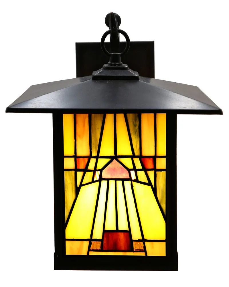 Mission Craftsman Stained Glass Wall Sconce - Amber