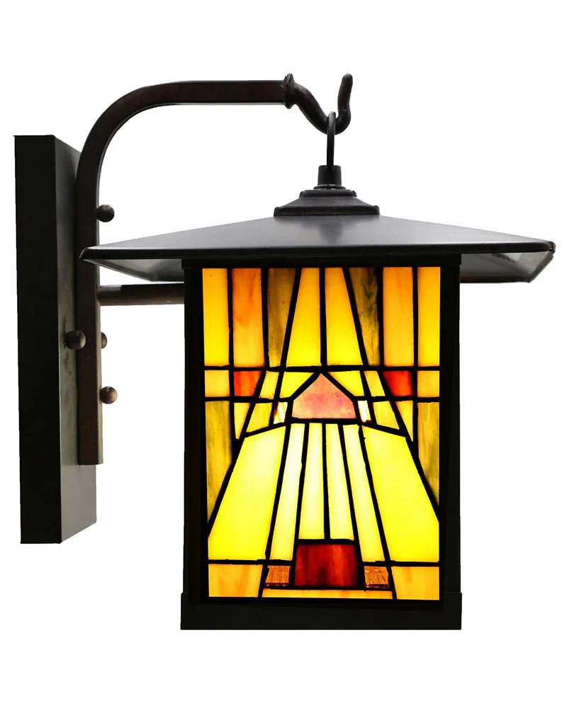 Mission Craftsman Stained Glass Wall Sconce - Amber