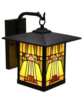 Mission Craftsman Stained Glass Wall Sconce - Amber