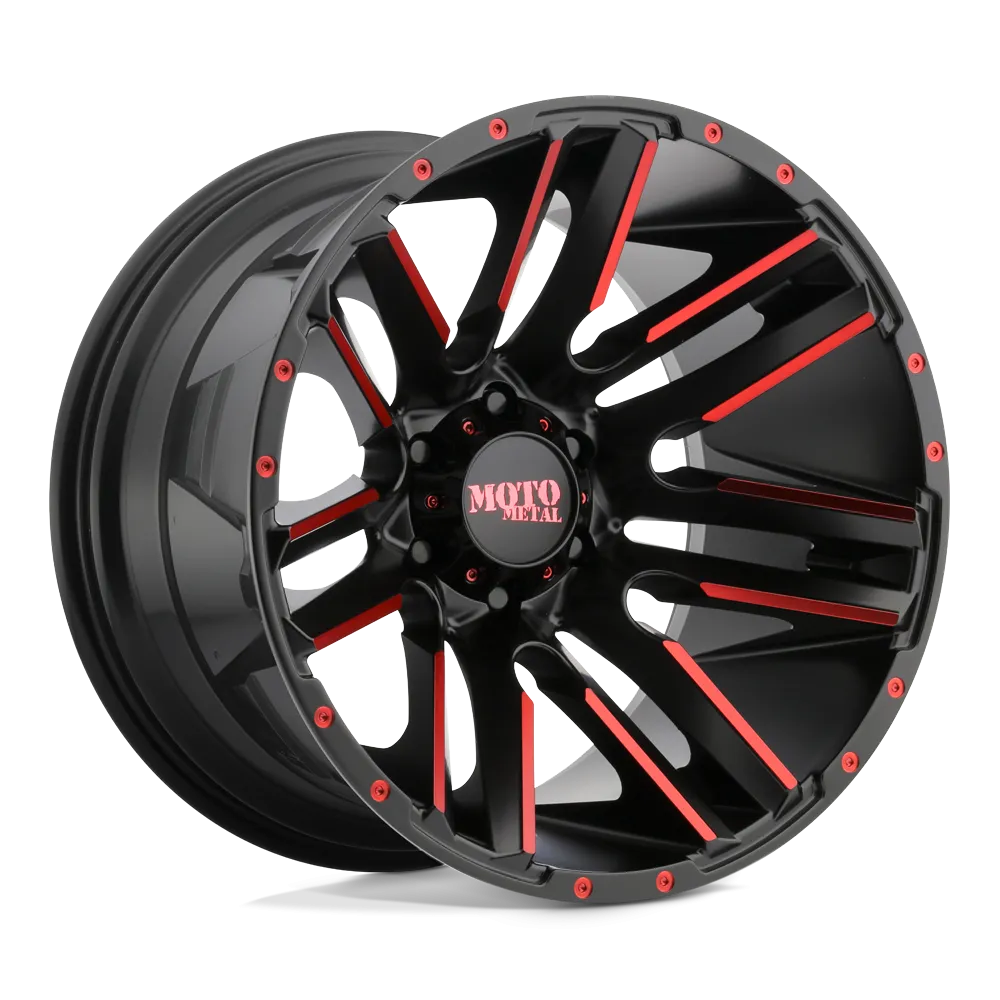 Moto Metal MO978 Razor 20X12 5X127 -44 mm Satin Black Machined Red Tint