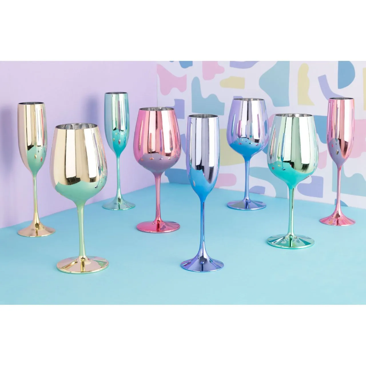 Multi Colour Assorted Wine Glasses (Set of 4)