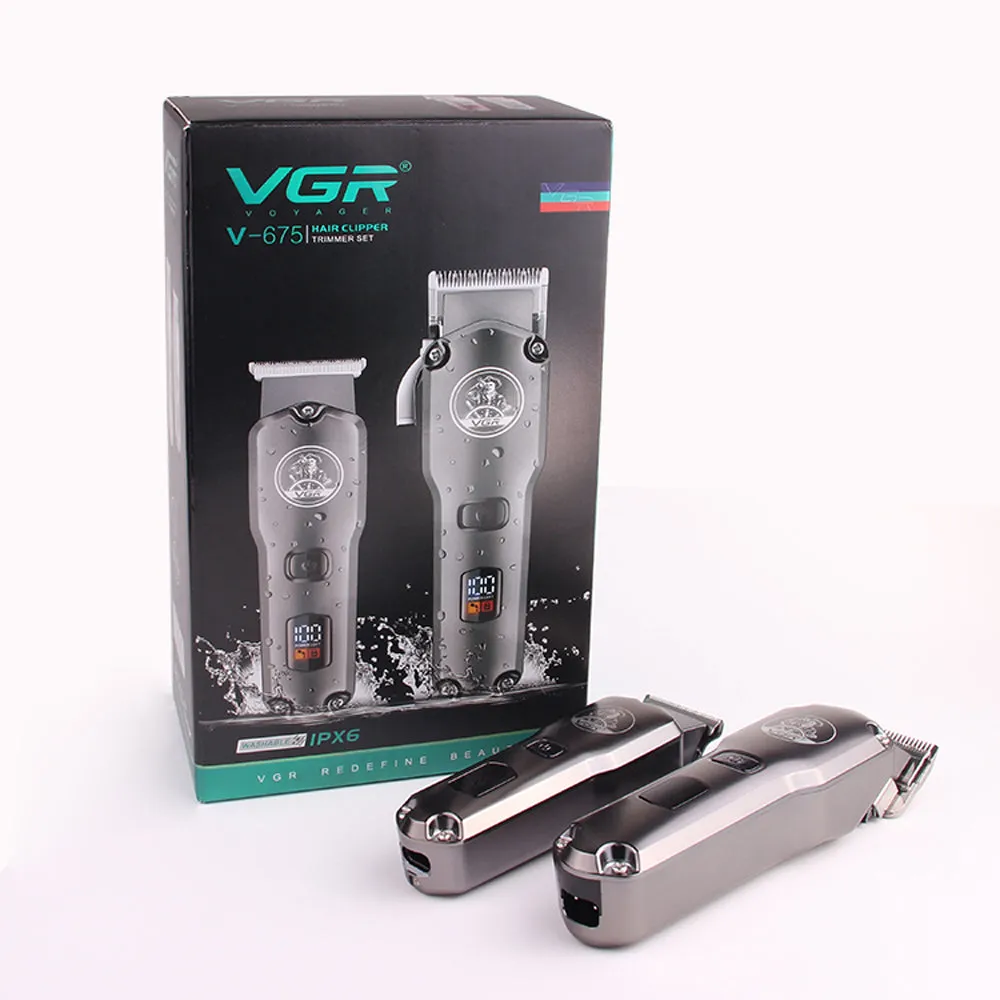 (NET) 2 Pcs VGR Hair Trimmer 2 in 1 Haircut Kit USB / V-675