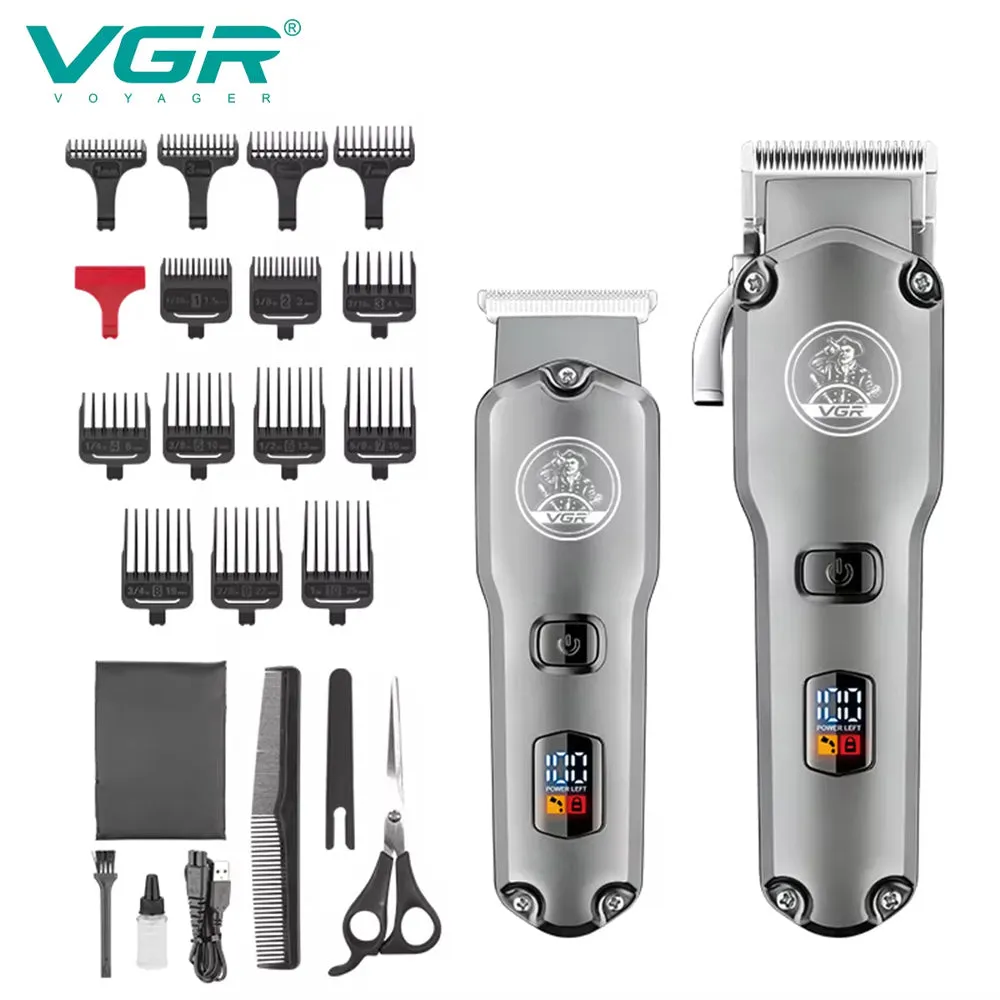 (NET) 2 Pcs VGR Hair Trimmer 2 in 1 Haircut Kit USB / V-675