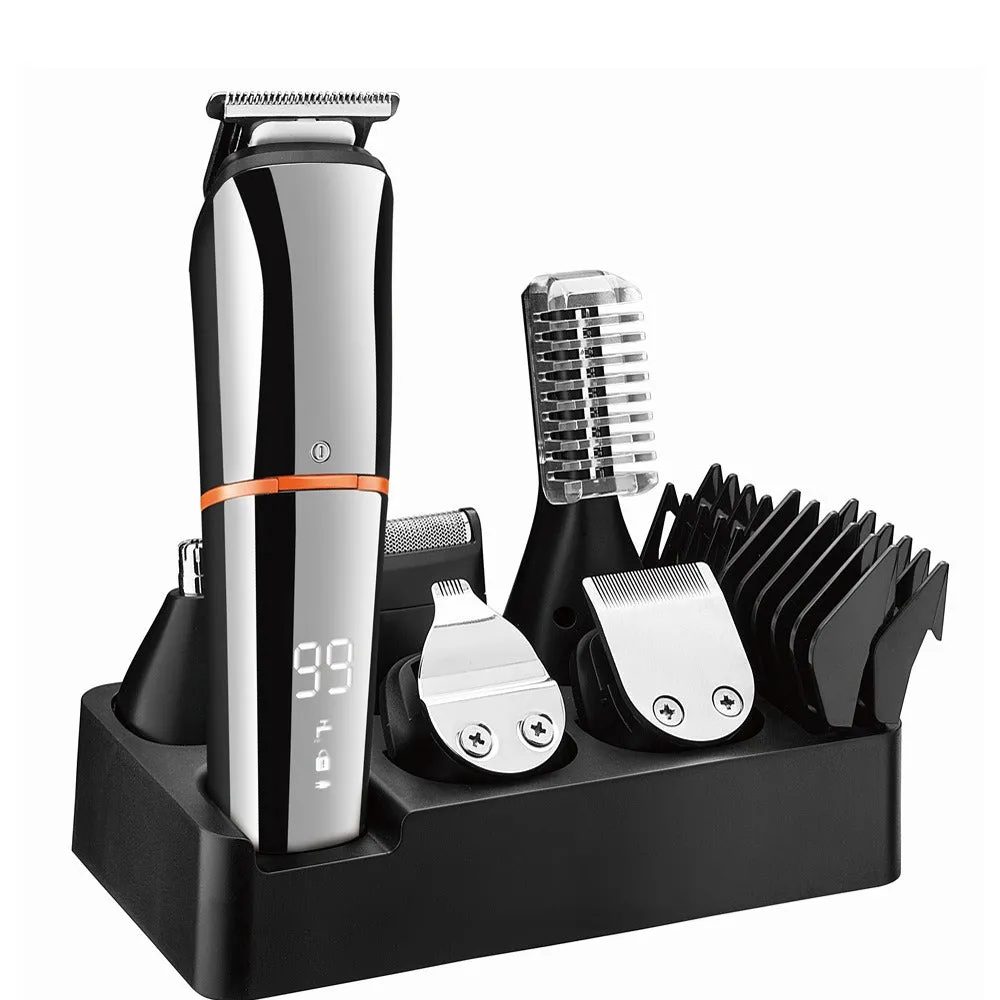 New 6 in 1 Multifunctional Hair Clippers Electric Hair Clippers Rechargeable Water Wash LCD Digital Display Haircutting Set