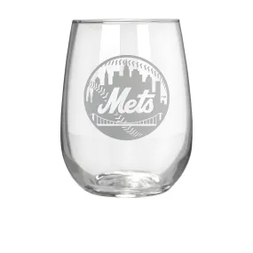 New York Mets 17 oz. Stemless Wine Glass