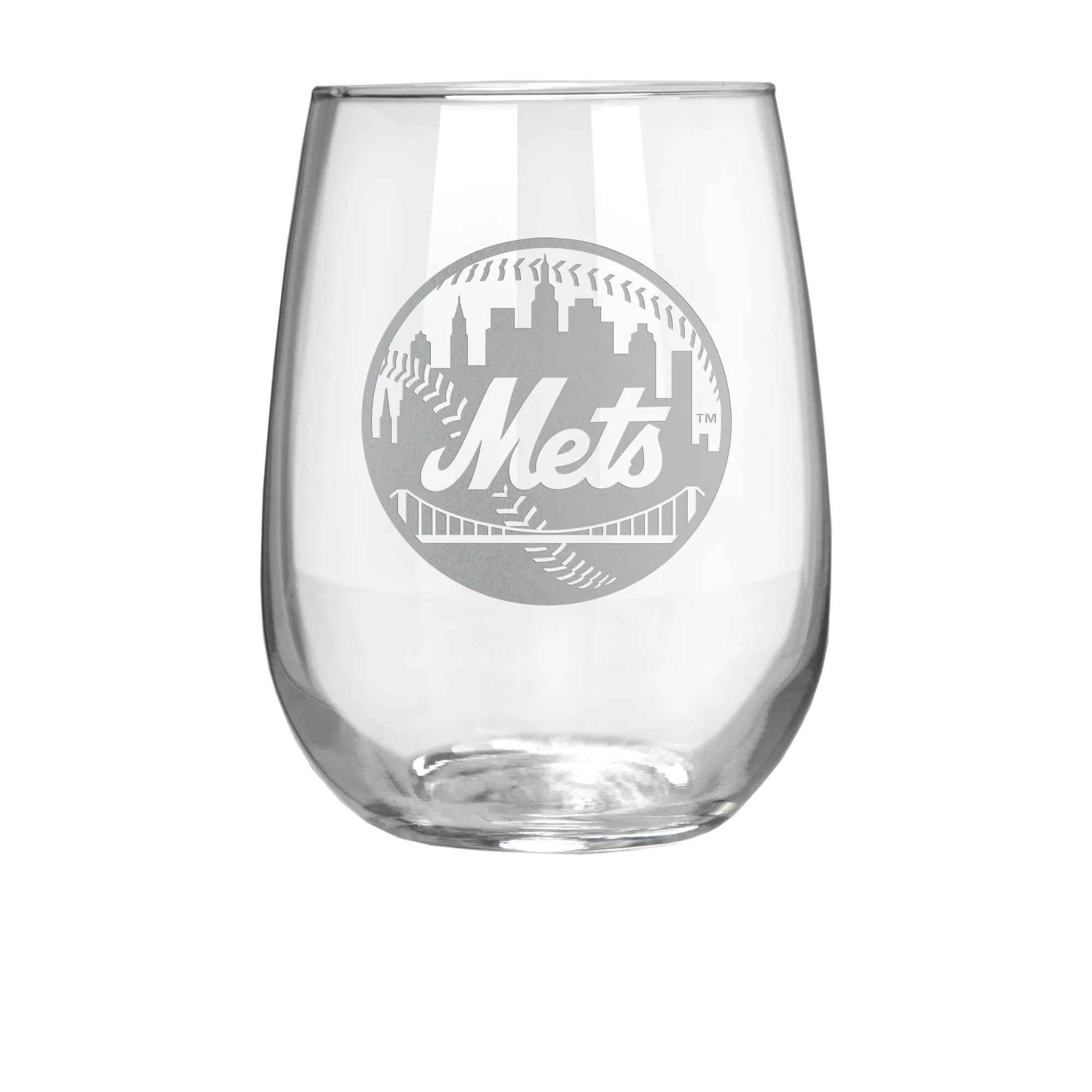 New York Mets 17 oz. Stemless Wine Glass