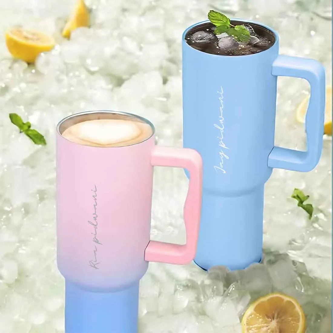 Nutcase Personalized Tumbler Cup with Straw and Lid - Large Travel Cups 1200ml