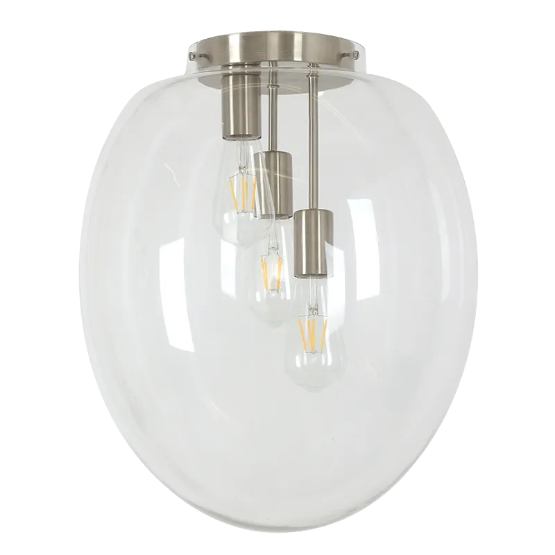 Osiris 3 Light Satin Nickel and Glass Ceiling Light