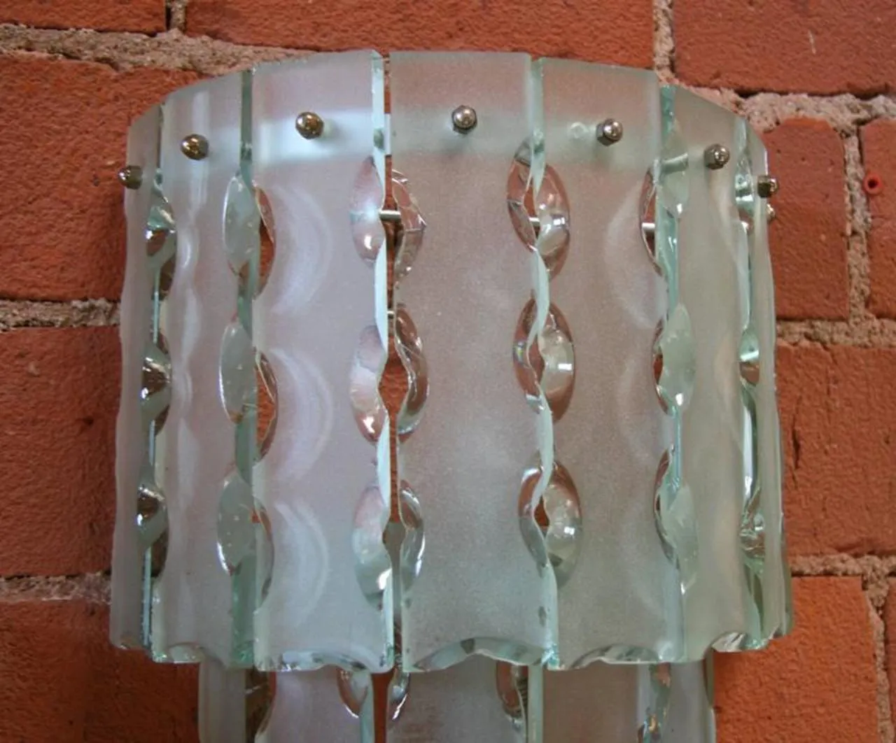 Pair of Italian Beveled Glass Sconces by Cristal Art