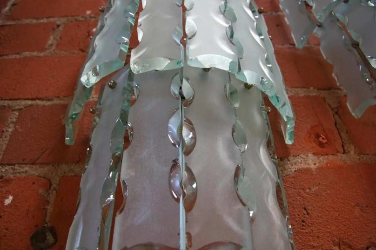 Pair of Italian Beveled Glass Sconces by Cristal Art