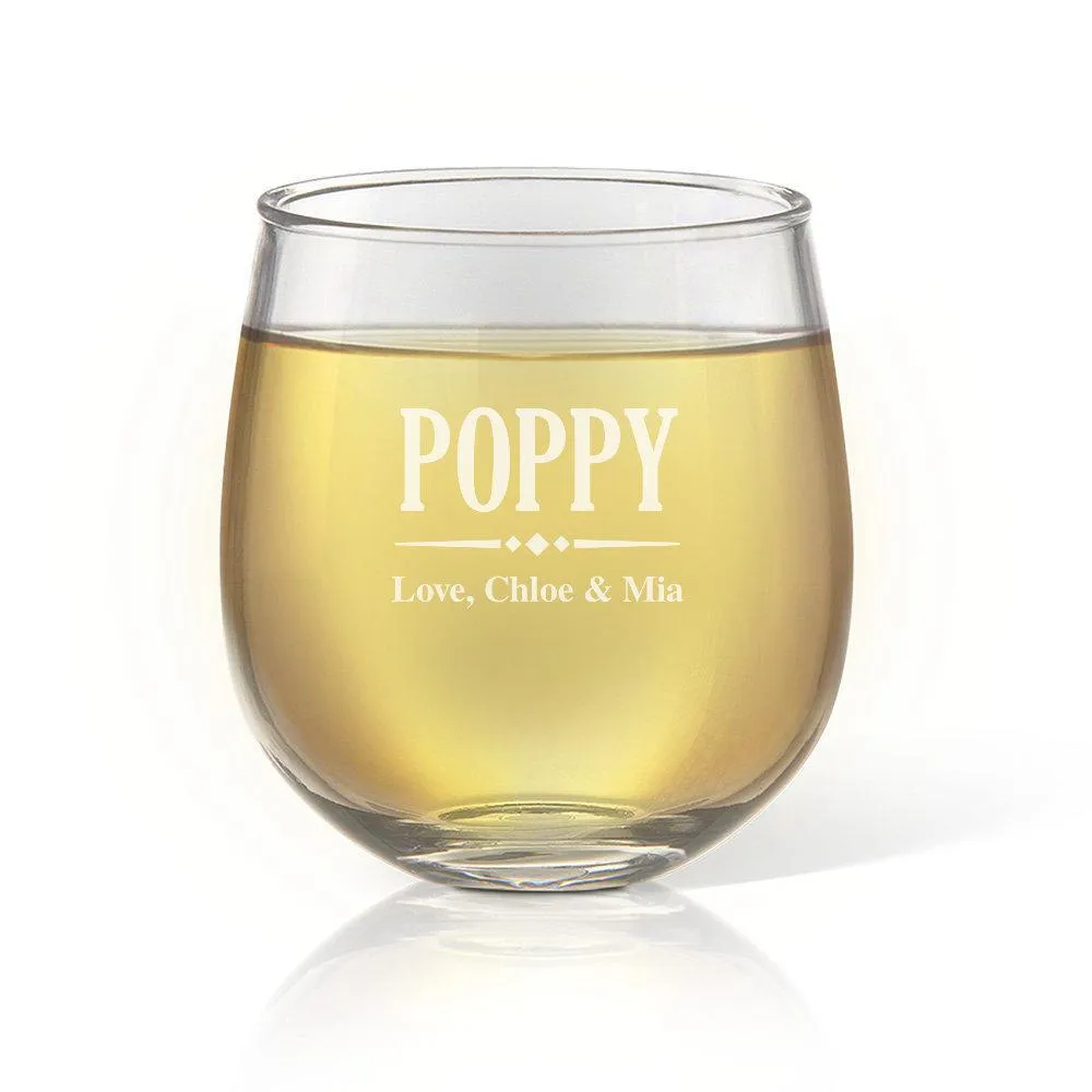 Poppy Stemless Wine Glass