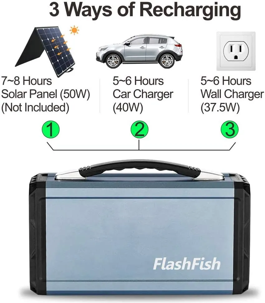 Portable Power Station - 300W Solar Generator, FlashFish