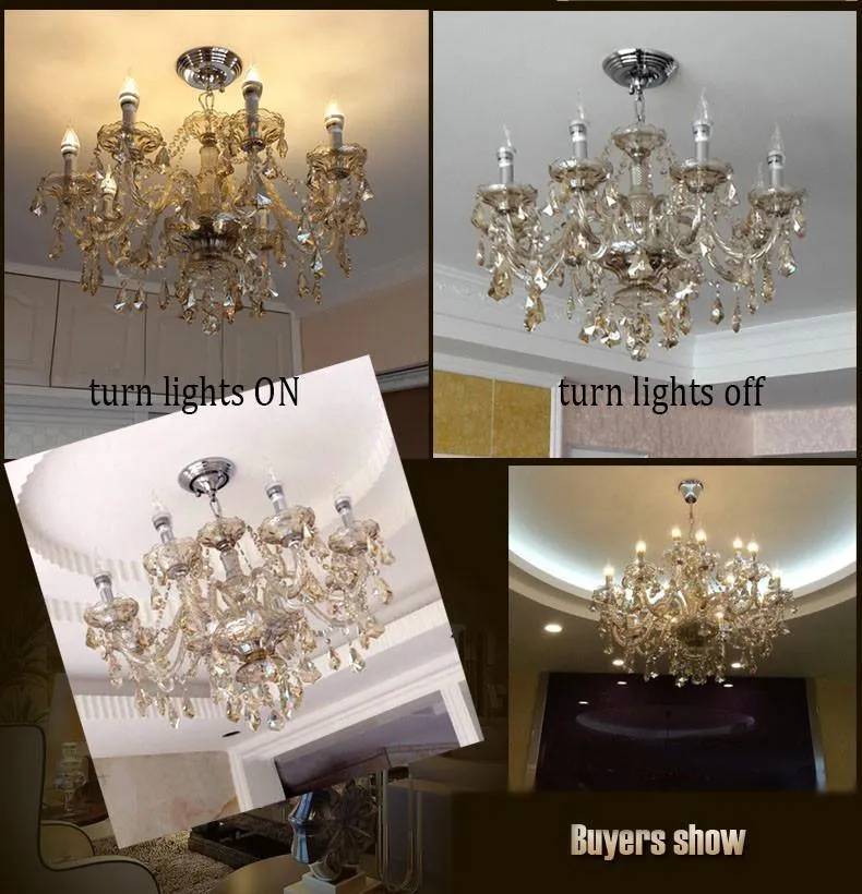 Premium Vintage LED Candle Light Crystal Gold Hanging Chandeliers