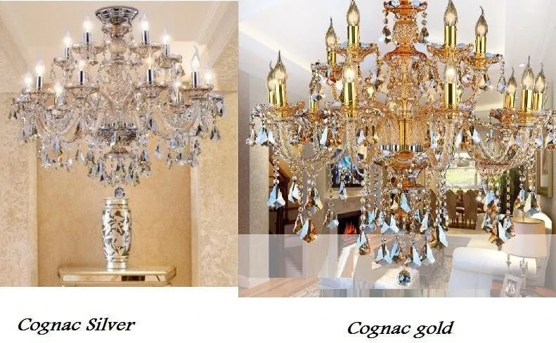 Premium Vintage LED Candle Light Crystal Gold Hanging Chandeliers