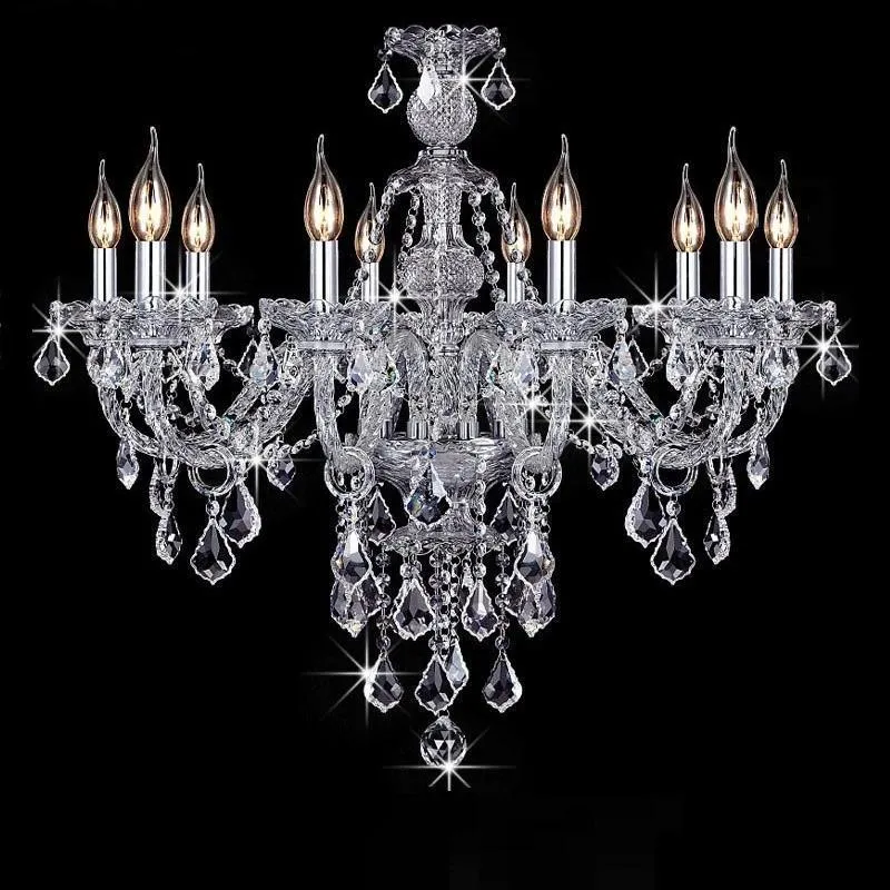 Premium Vintage LED Candle Light Crystal Gold Hanging Chandeliers