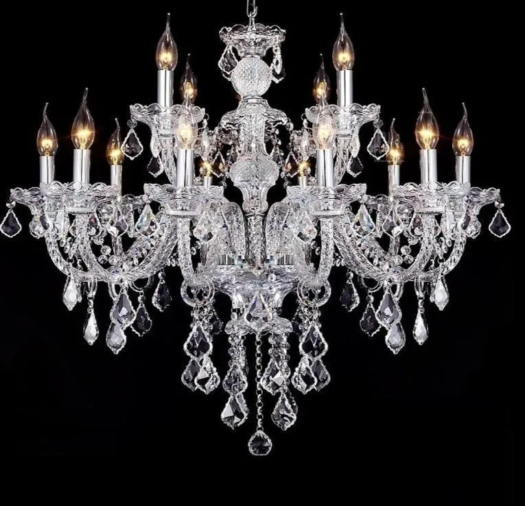 Premium Vintage LED Candle Light Crystal Gold Hanging Chandeliers