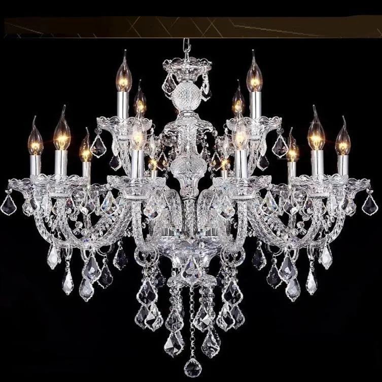 Premium Vintage LED Candle Light Crystal Gold Hanging Chandeliers