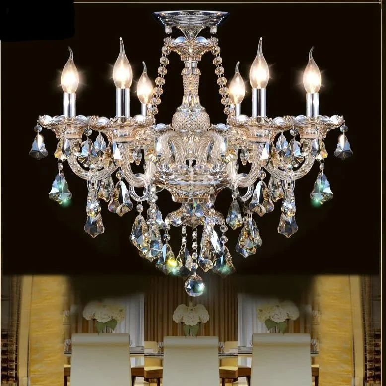 Premium Vintage LED Candle Light Crystal Gold Hanging Chandeliers