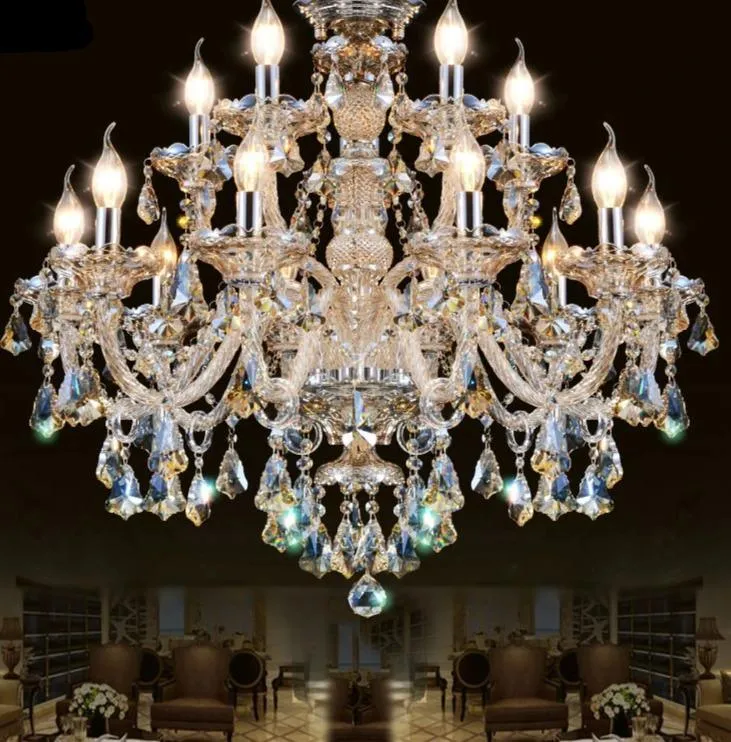 Premium Vintage LED Candle Light Crystal Gold Hanging Chandeliers