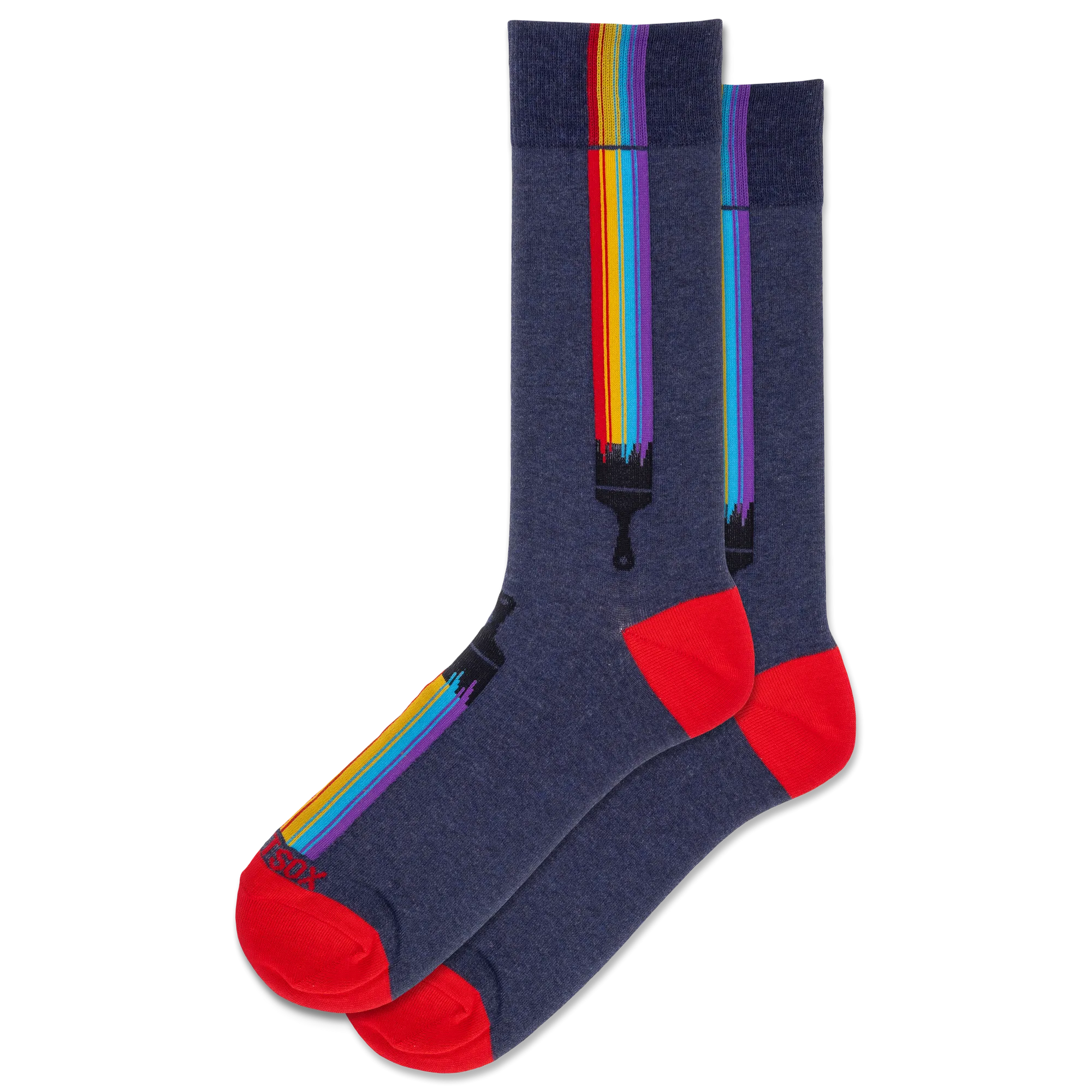 "Rainbow Brush" Crew Socks by Hot Sox - Large