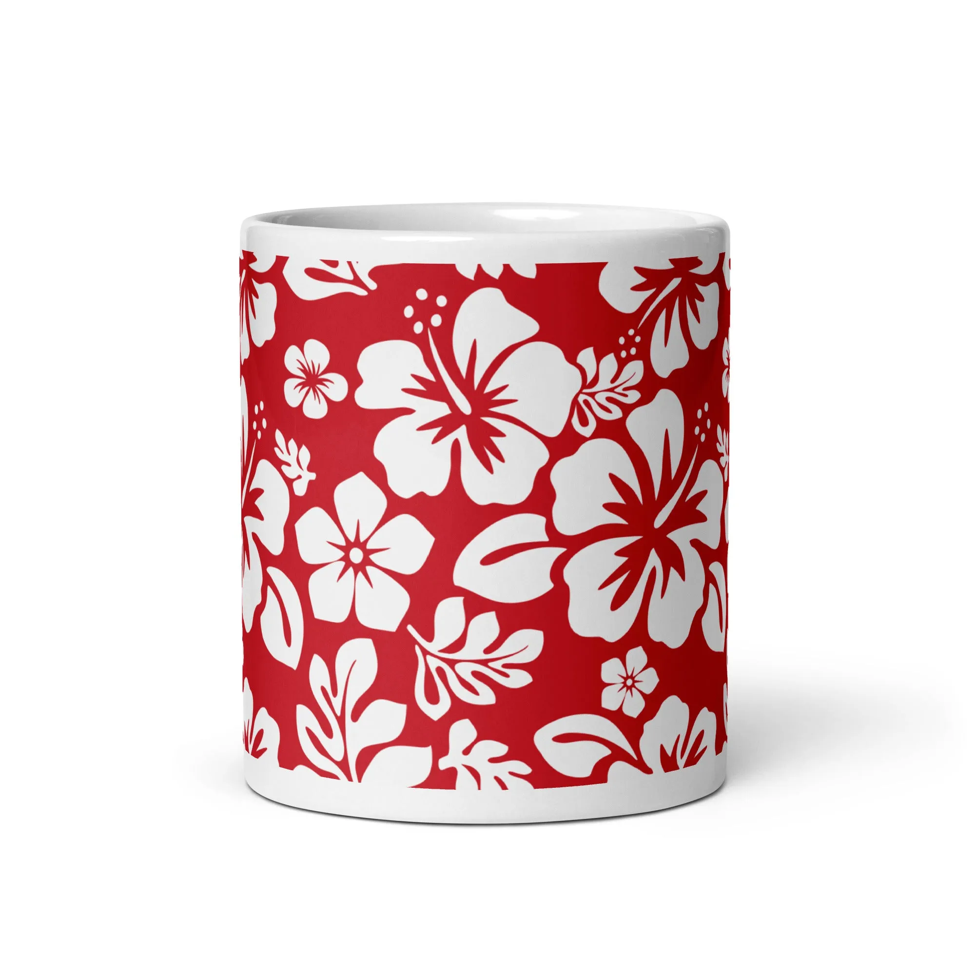 Red and White Hawaiian Flowers Coffee Mug