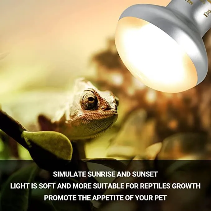 REPTIZOO 75W Reptile Heat Lamp Bulb 2PCS Combo Pack Includes Nightlight Infrared Heat Emitter and UVA Daylight Heating Lamp