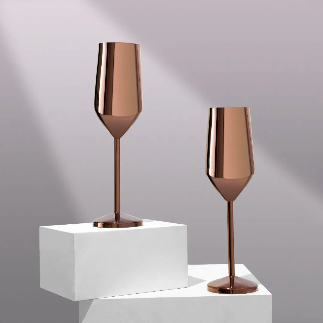 ROSE GOLD CHAMPAGNE WINE GLASS 200ML - PACK OF 2