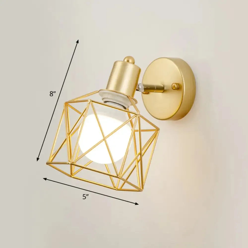 Rotatable Antique Gold Hexagonal Wall Mount Light Fixture