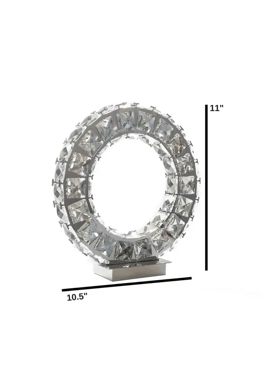 Round Crystal Extravaganza 11" Table Lamp // Chrome