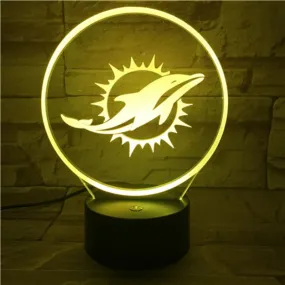 Rugby NFL Miami Dolphins logo 3D night light 1/3/7/16 colors available