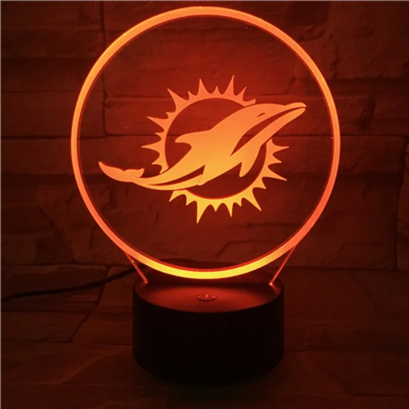 Rugby NFL Miami Dolphins logo 3D night light 1/3/7/16 colors available