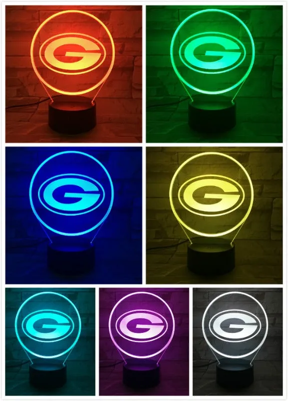 Rugby NFLGreen Bay Packers logo 3D night light 1/3/7/16 colors available