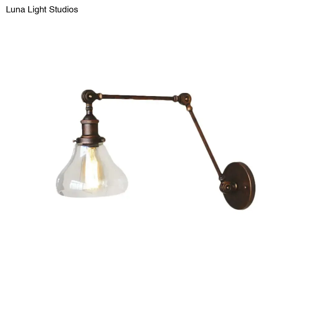 Rustic Copper Wall Sconce with Antique 1 Light and Clear Glass Pear Shade for Living Room Lighting