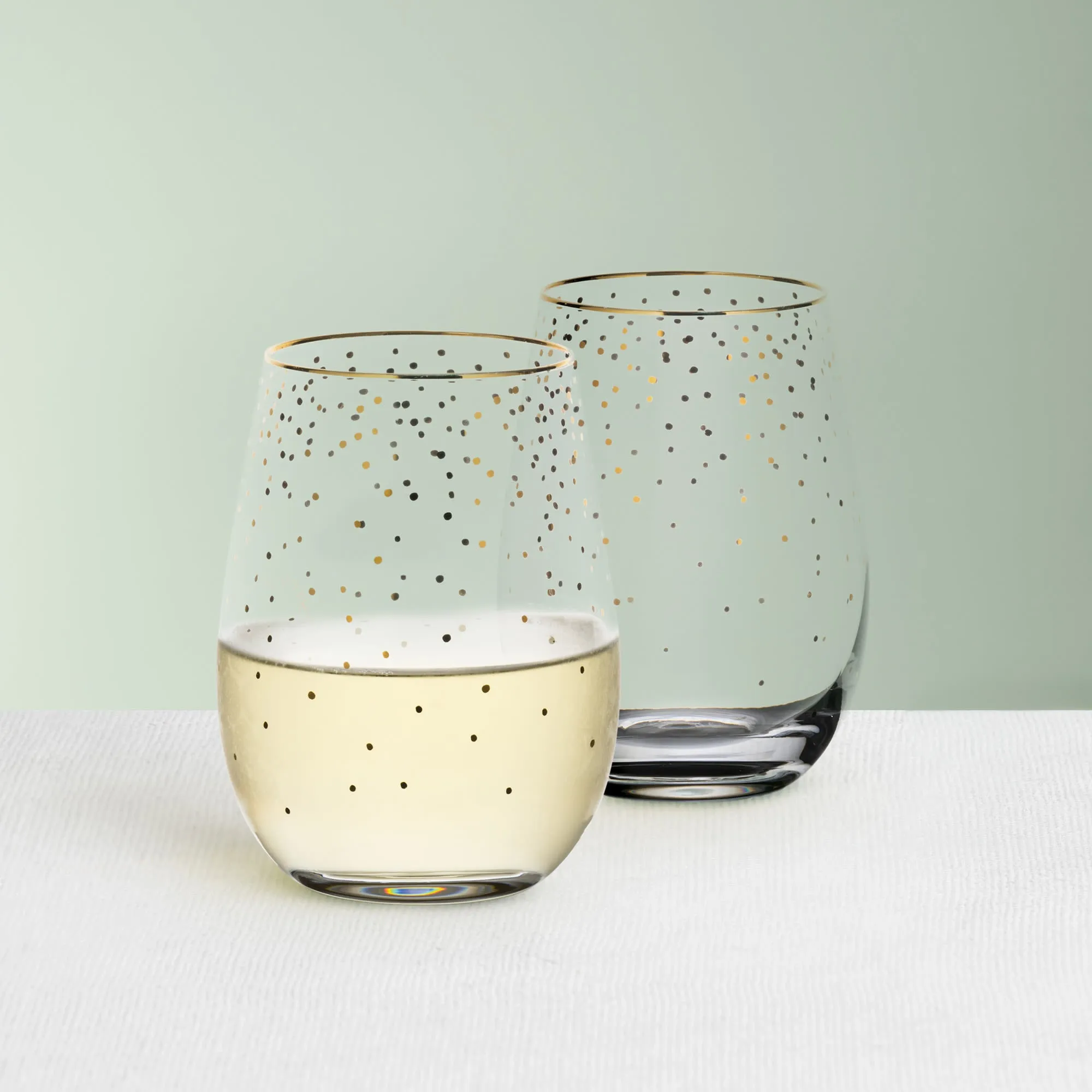 Salisbury & Co Festive Stemless Wine Glass 450ml Set of 2 Gold