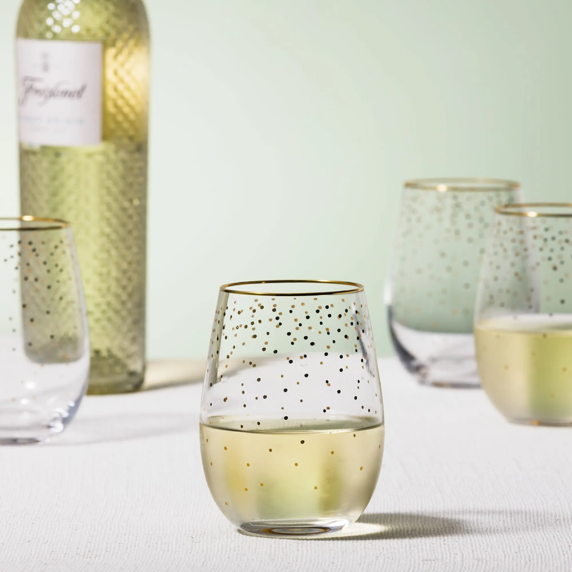 Salisbury & Co Festive Stemless Wine Glass 450ml Set of 2 Gold