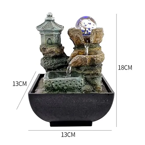 SAZ DEKOR Water Fountain with LED Lights Desktop Fountain Home Decor Ornament Style 2