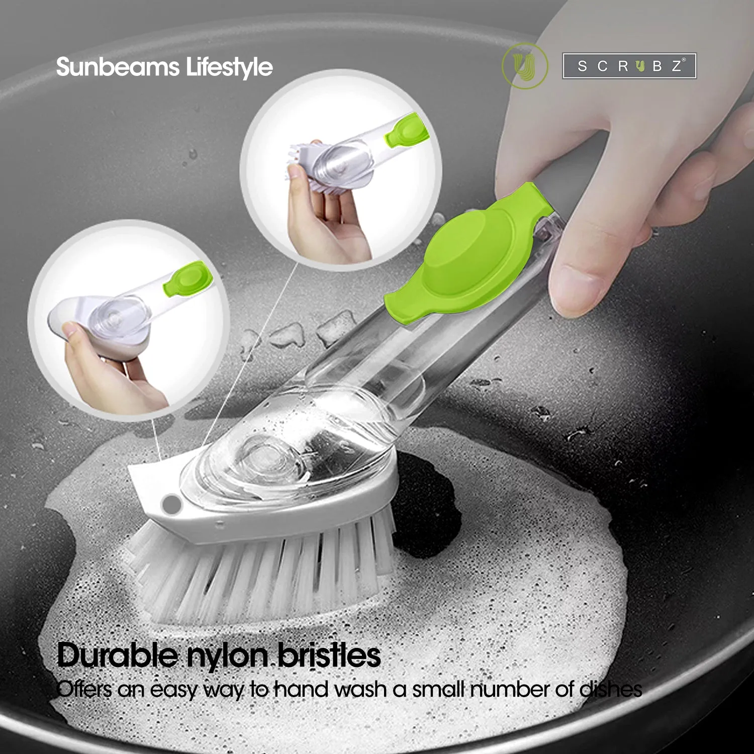 SCRUBZ Dish Brush & Sponge with Soap Dispenser