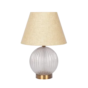 Serenity Round Ribbed Glass Lamp Base Clear  Table Lamp Large Linen Shade