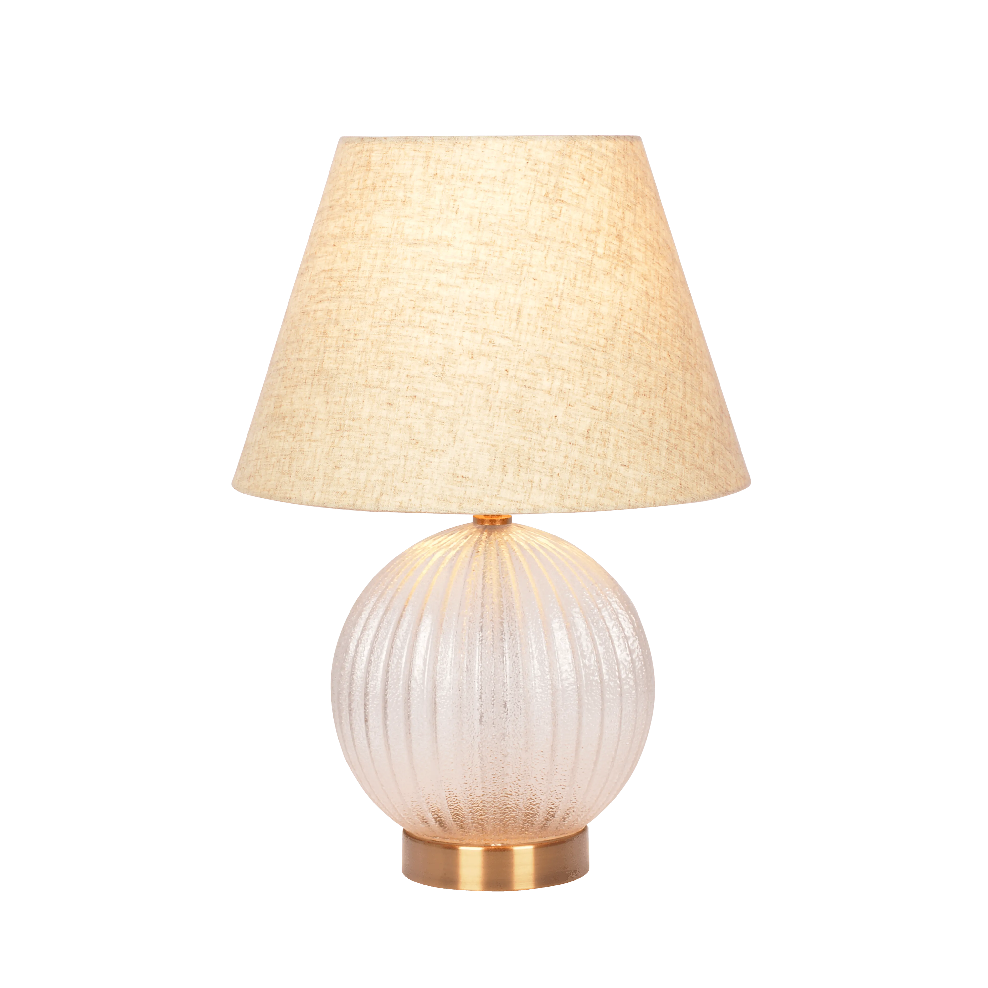 Serenity Round Ribbed Glass Lamp Base Clear  Table Lamp Large Linen Shade