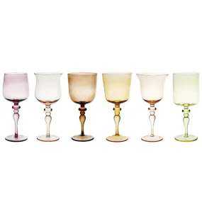 Set of 6 Goblet Wine Glasses - Amber