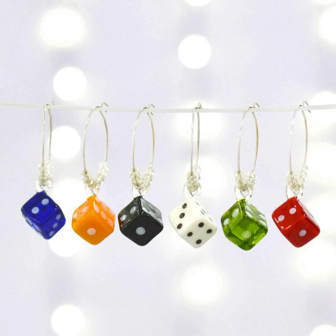 Set of 6 Novelty Glass Charms Party Wine Cocktails Gin Gift