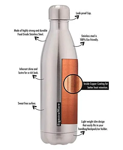 Shivay Internatioanal 1800 ml Stainless Steel/Thermo Steel/Double Wall Vacuum Water Bottle Hot and Cold Water Bottle (Color as per Availability)