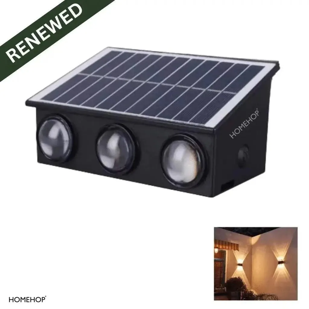 Solar Up Down Lights Waterproof LED Garden Wall Lights For Outdoor, Home ( Warm Light )(Renewed)